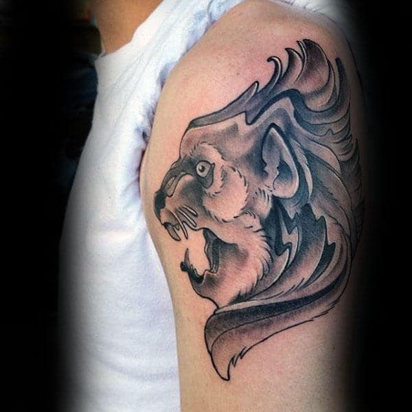 Watercolor Traditional Mens Lion Arm Tattoo Designs