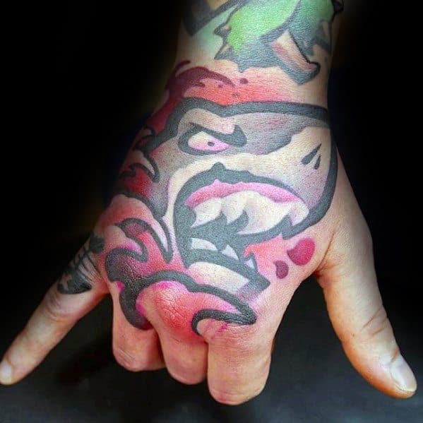 Watercolor Unique Hand New School Shark Tattoo