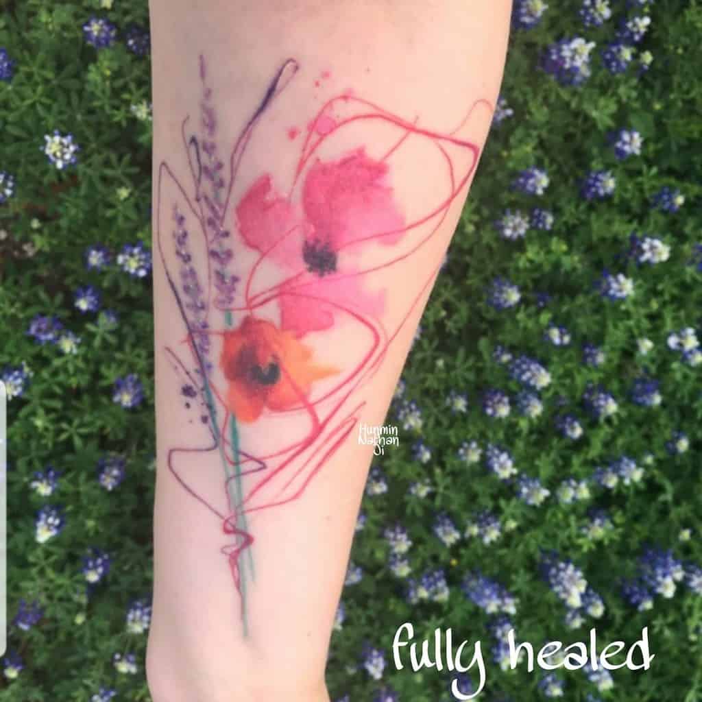 watercolor wildflower tattoos hunminji