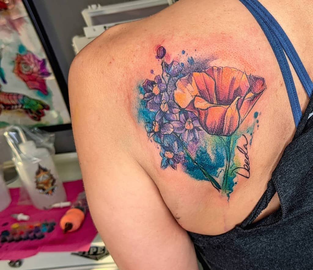 watercolor wildflower tattoos painterlyfiend