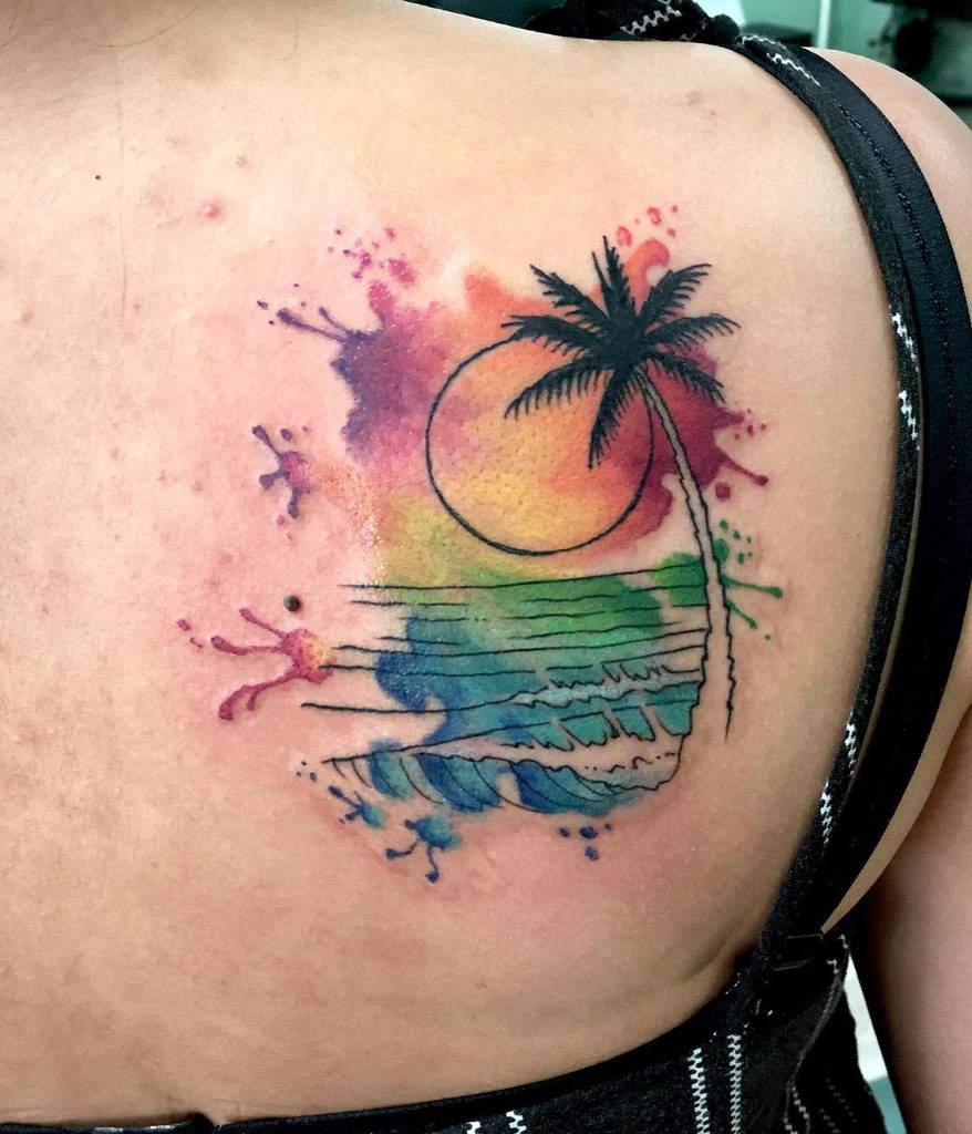 watercolour-sunset-palmtree-ocean-tattoo-lemonade_ben