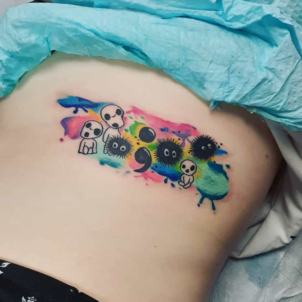 Weird Abstract Furries Watercolor Semi Colon Tattoo