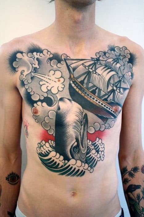 25 Nice Clouds Chest Tattoos