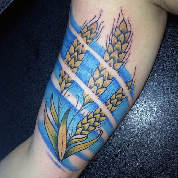 Wheat Blowing In The Wine Mens Quarter Sleeve Inner Arm Tattoos