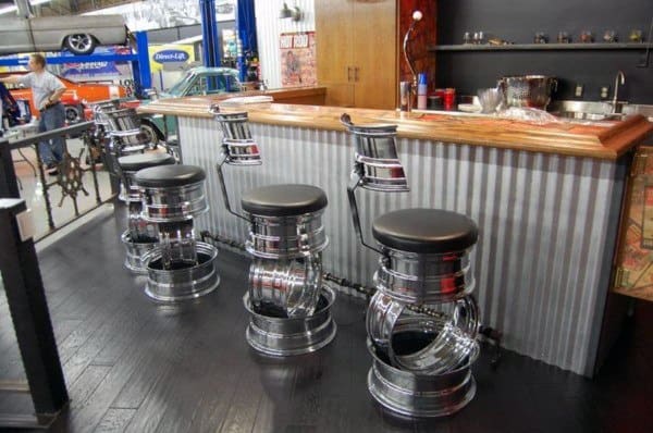 Wheel Bar Stools For Garage Bar Ideas