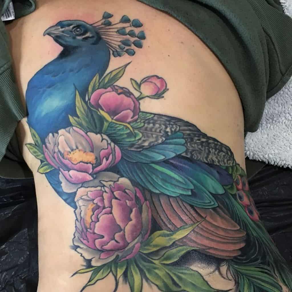 Whispering Weed Peacock Tattoo