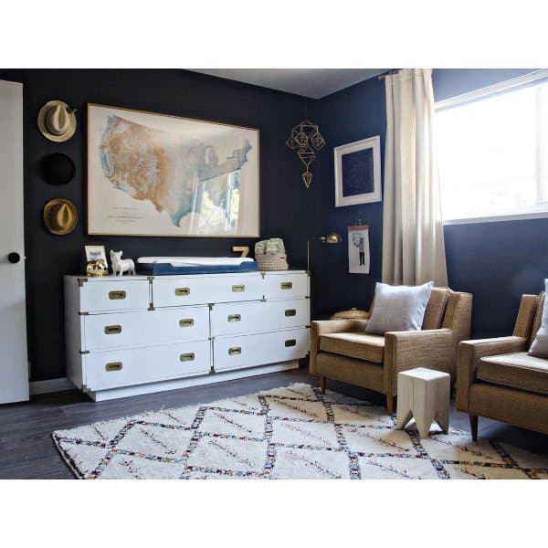 White And Blue Sitting Area Navy Bedroom