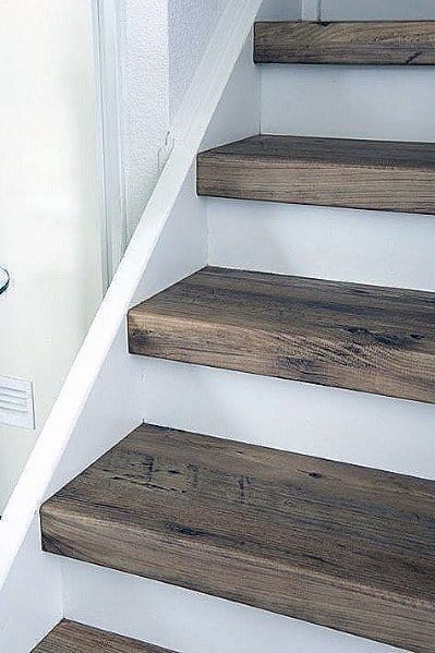 White And Rustic Wood Ideas For Painted Stairs Interior