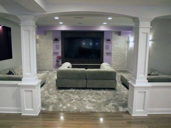 basement lounge white decorative poles