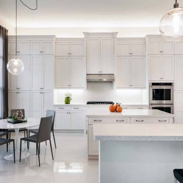 White Glossy Luxury Kitchen Tile Floor