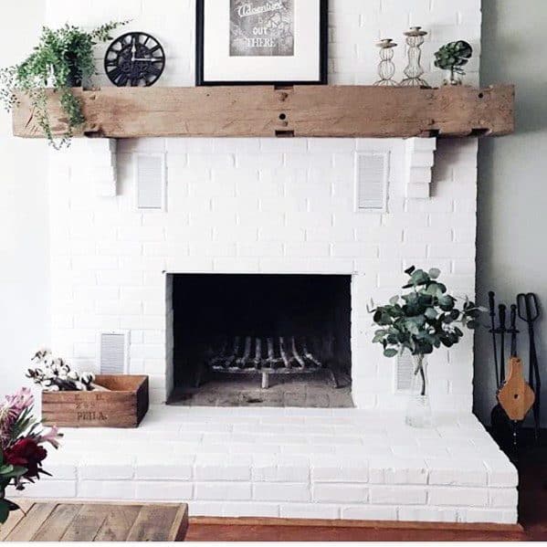 white brick fireplace 