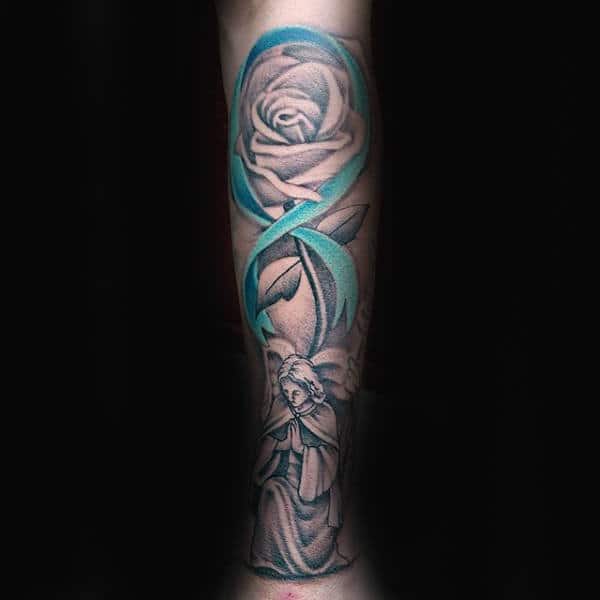 Forbidden Images Tattoo Art Studio : Tattoos : Flower : Breast cancer ribbon .