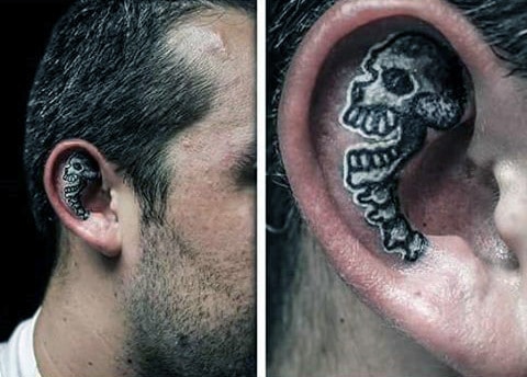 Craigs Skull and Tentacle Ear Tattoo by Scotty DeQuasie II TattooNOW