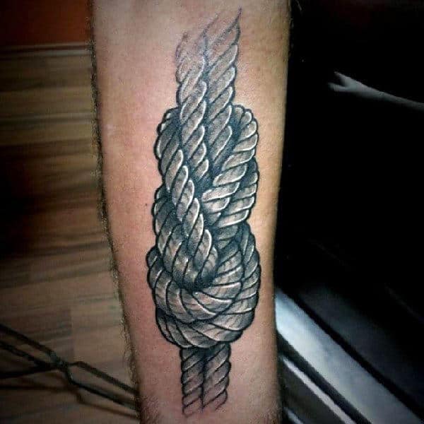 White Ink Shaded Knot Mens Inner Forearm Tattoo Ideas