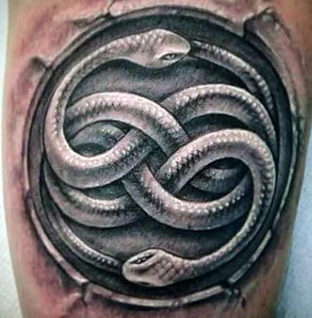 White Ink Snakes Ouroboros Mens 3d Tattoo Ideas On Arm