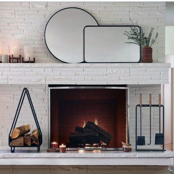 white brick fireplace 