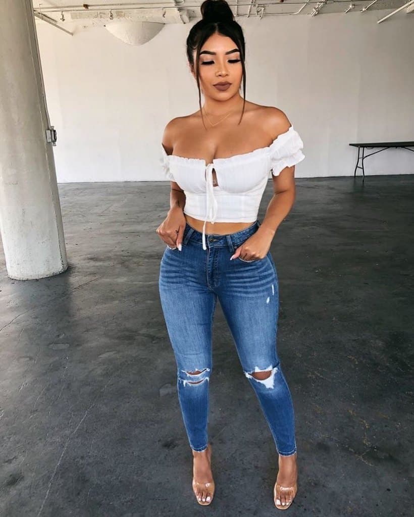 White Off Shoulder Club Outfit