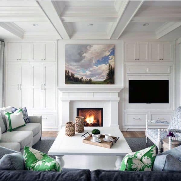 White Painted Fireplace Built In Bookcase Home Ideas Contemporary Living Room