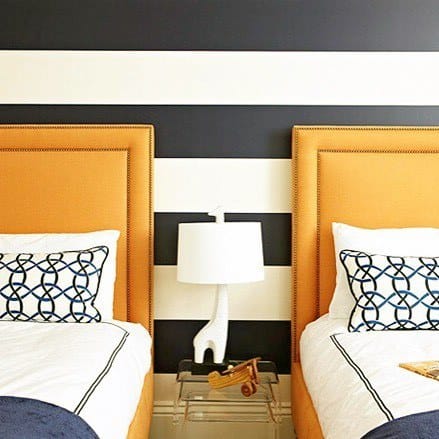 White Striped Navy Master Bedroom Ideas