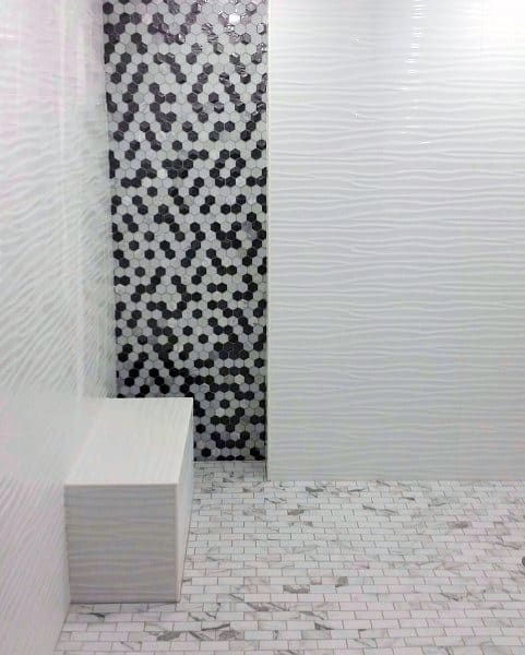 White Tile Bathroom Showers