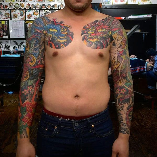 Wicked Dragon Tattoo Male Sleeves