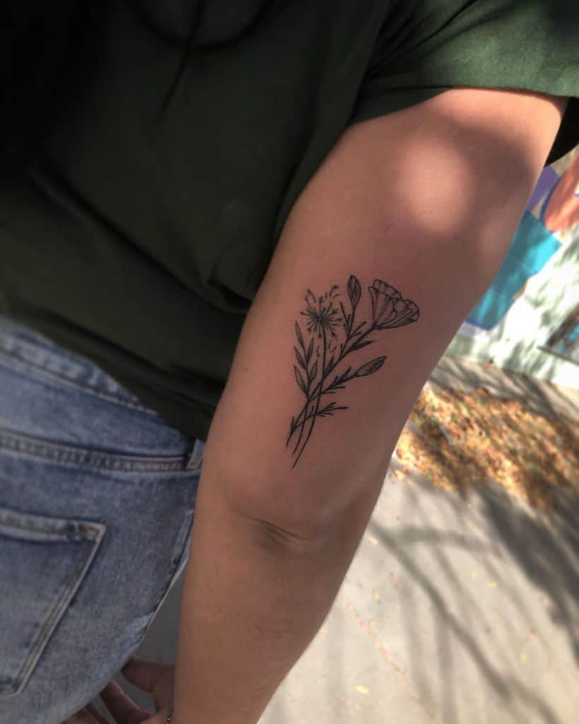 wild flowers dandelion tattoo