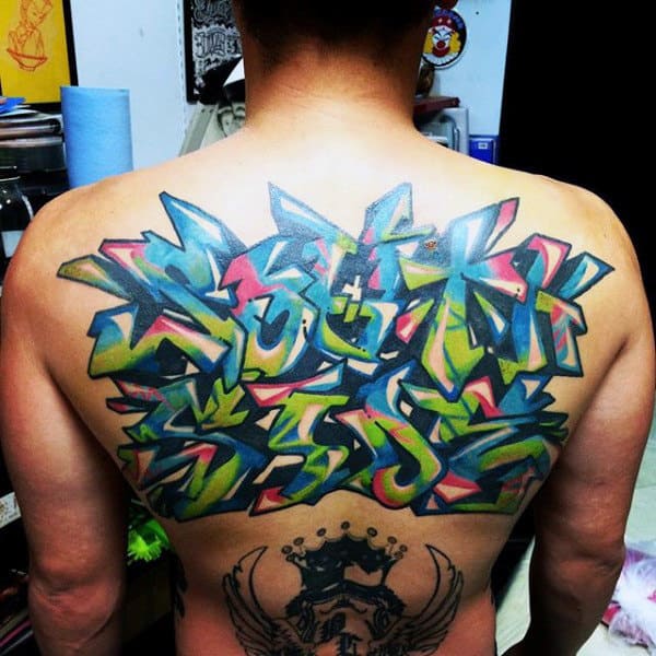 Wildstyle Mens Back Graffiti Tattoo