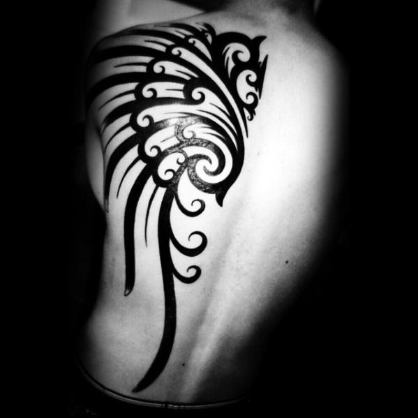 Wing Traditional Back Awesome Tribal Tattoo Designs On Gentleman
