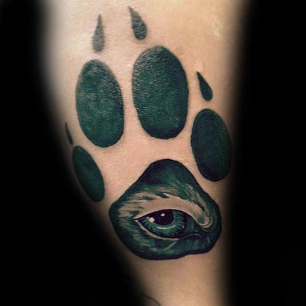 Wolf Eye Looking Through Paw Mens Tattoos