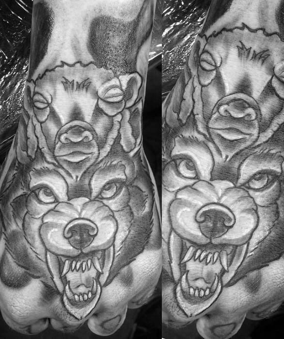 Wolf In Sheeps Clothing Hand Tattoo Designs For Guys