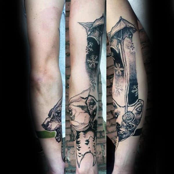 Wolf Snowflake Abstract Guys Arm Tattoos