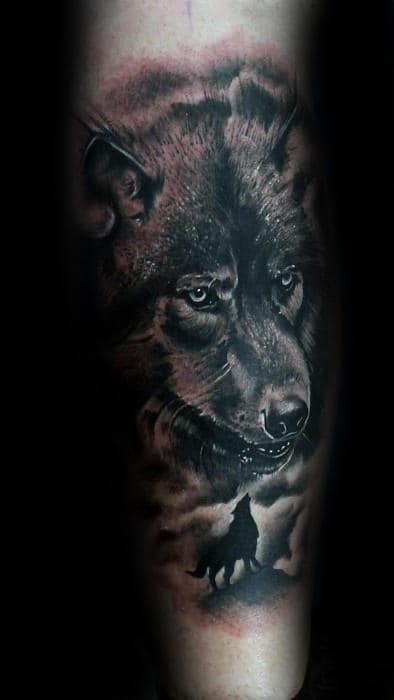 Wolf Themed Mens Realistic Inner Forearm Tattoo Inspiration