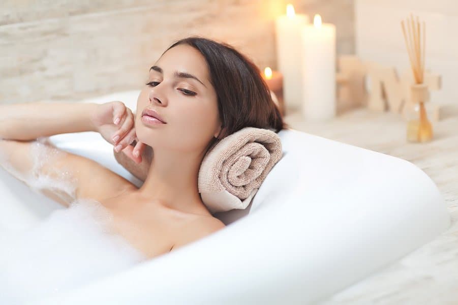 woman in the bathroom relaxing