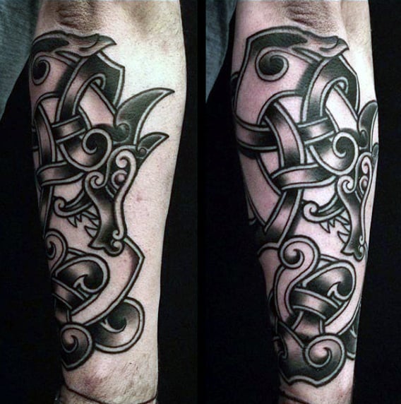 Male Viking Dragon Tattoos Sleeve Tribal
