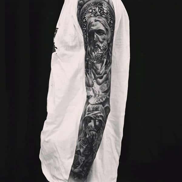 Wonderful Praying To The Lord Religious Tattoo Male Sleeves