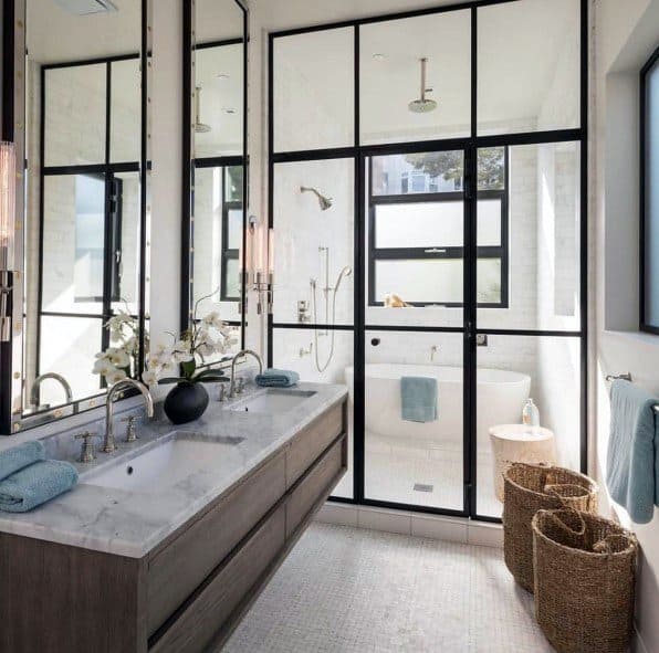wood vanity marble top large shower bathtub
