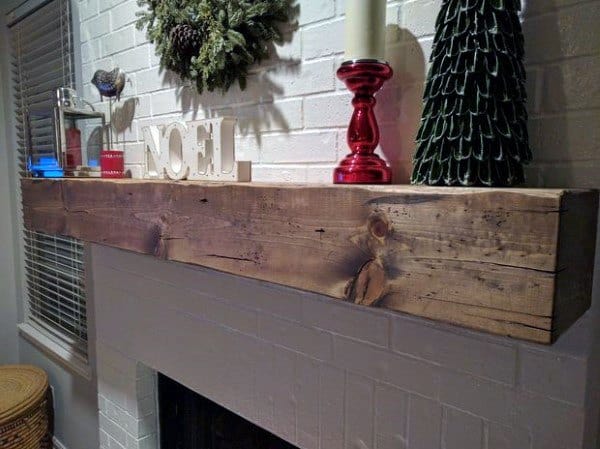 floating wood mantel