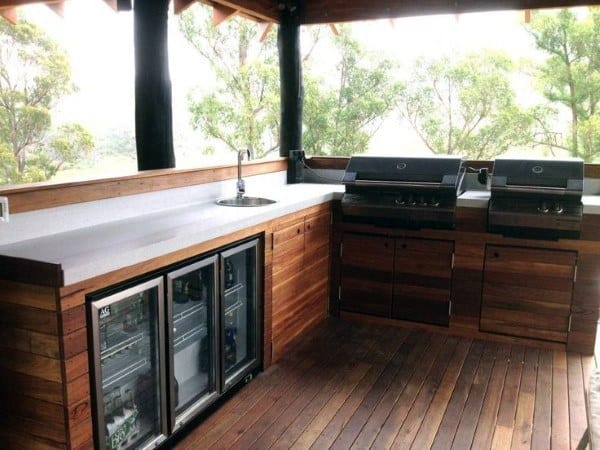 Wood Cabinets Outdoor Kitchen Ideas