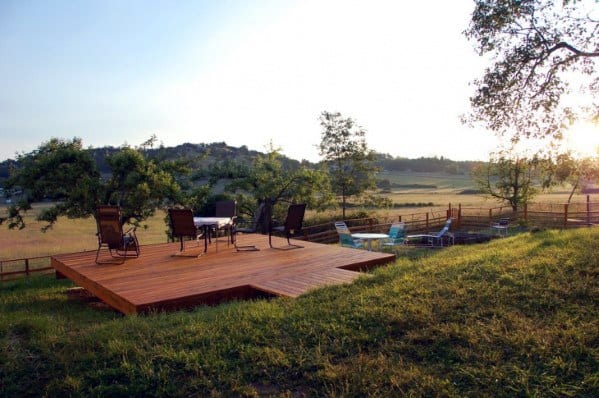 wooden floating deck