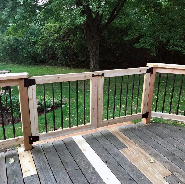 white-washed deck gate
