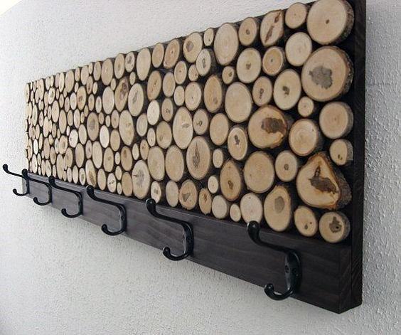 Wood Logs With Coat Rack Bachelor Pad Wall Art Designs