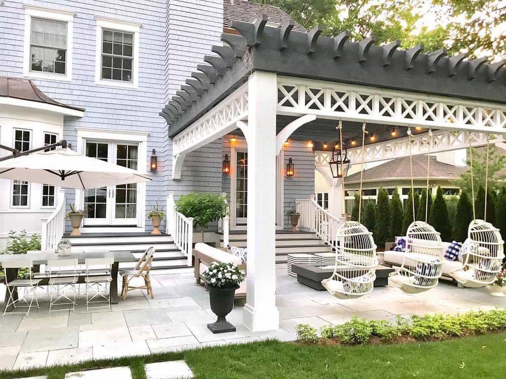 large backyard wood patio awning 