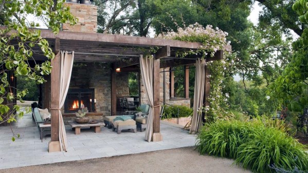 Wood Pergola Ideas For Patio Fireplace Backyard