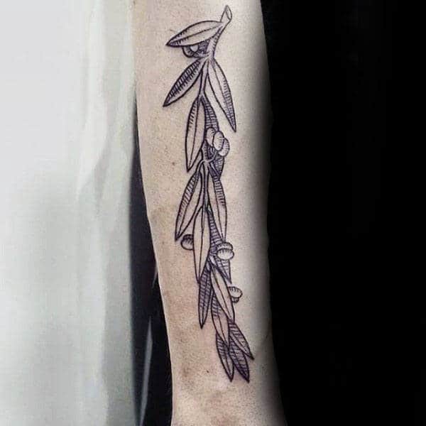 Woodcut Guys Olive Branch Forearm Tattoos