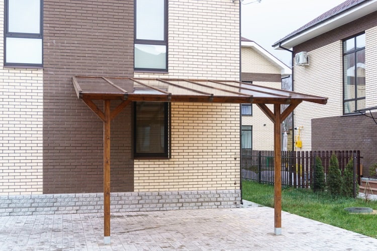 Wooden Canopy Tinted Plastic Roof Small Carport