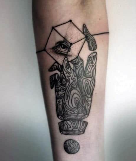 Wooden Hand With Cube And Eye Abstract Tattoo For Men
