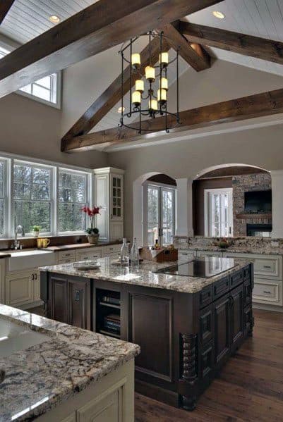 Wooden Rafters Traditional Kitchen Ceiling Ideas