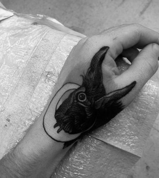 Wrist And Hand Guys Traditional Crow Tattoos
