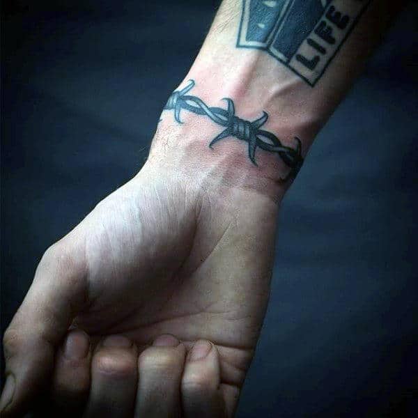 Wrist Barbed Wire Guys Tattoos