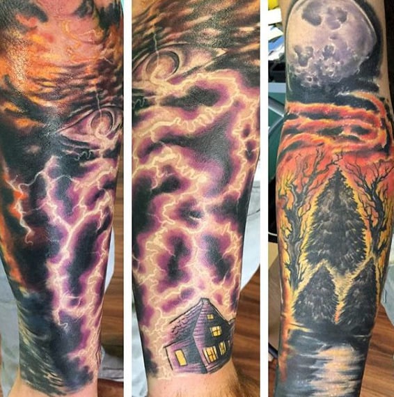 Wrist Clouds And Lightning Male Tattoos